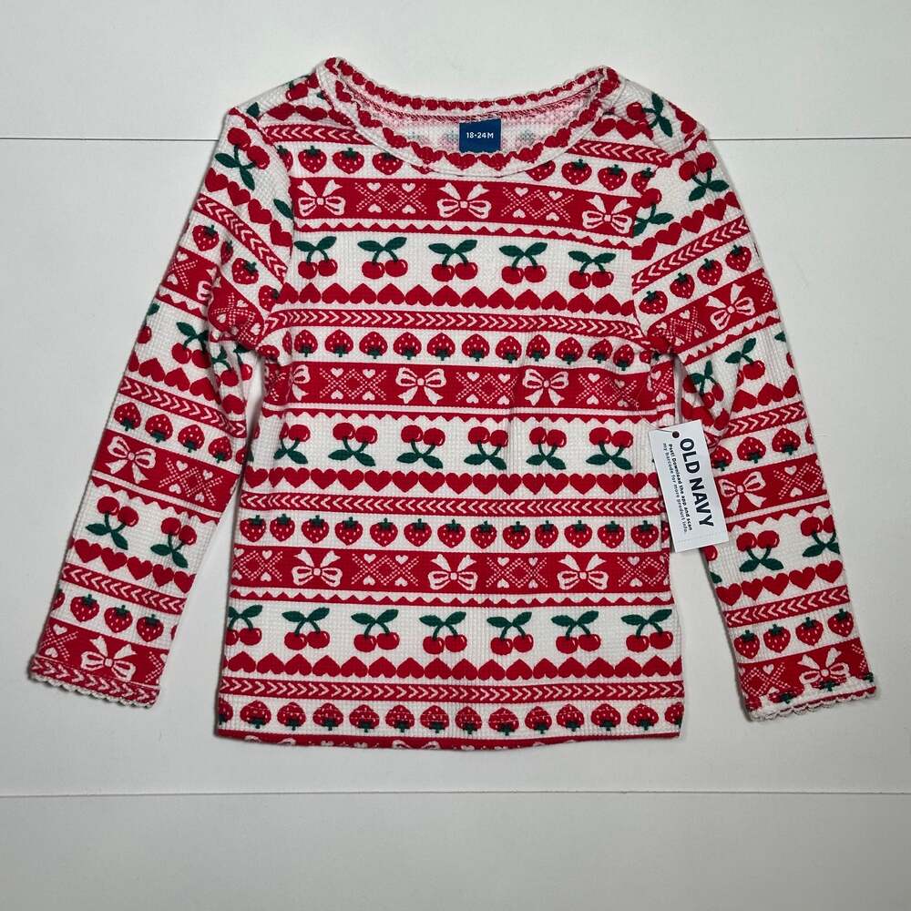 NWT Old Navy Toddler Girls’ Long-Sleeve Cozy Waffle T-Shirt Size 18-24M